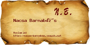 Nacsa Barnabás névjegykártya
